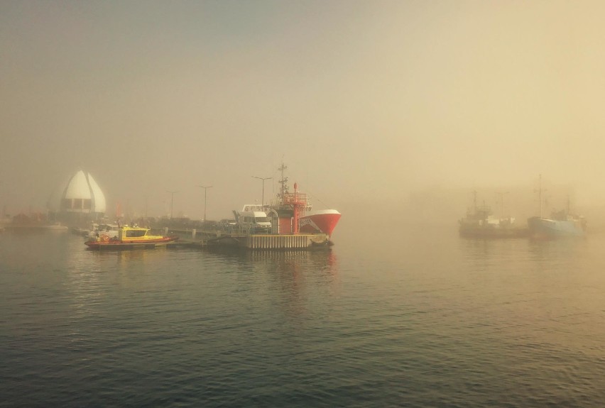 Foto powiat pucki: sobotni poranek we mgle - port w Helu