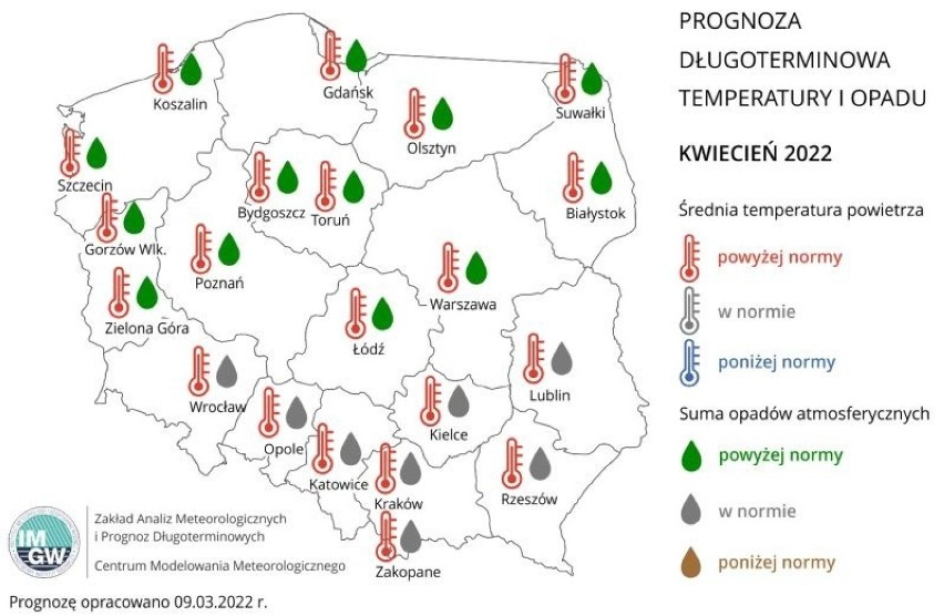 Kwiecień 2022 - długoterminowa prognoza pogody od IMGW