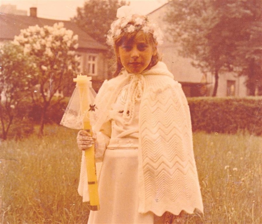 Zofia Biskup podczas Pierwszej Komunii Świętej ok. 1981 rok