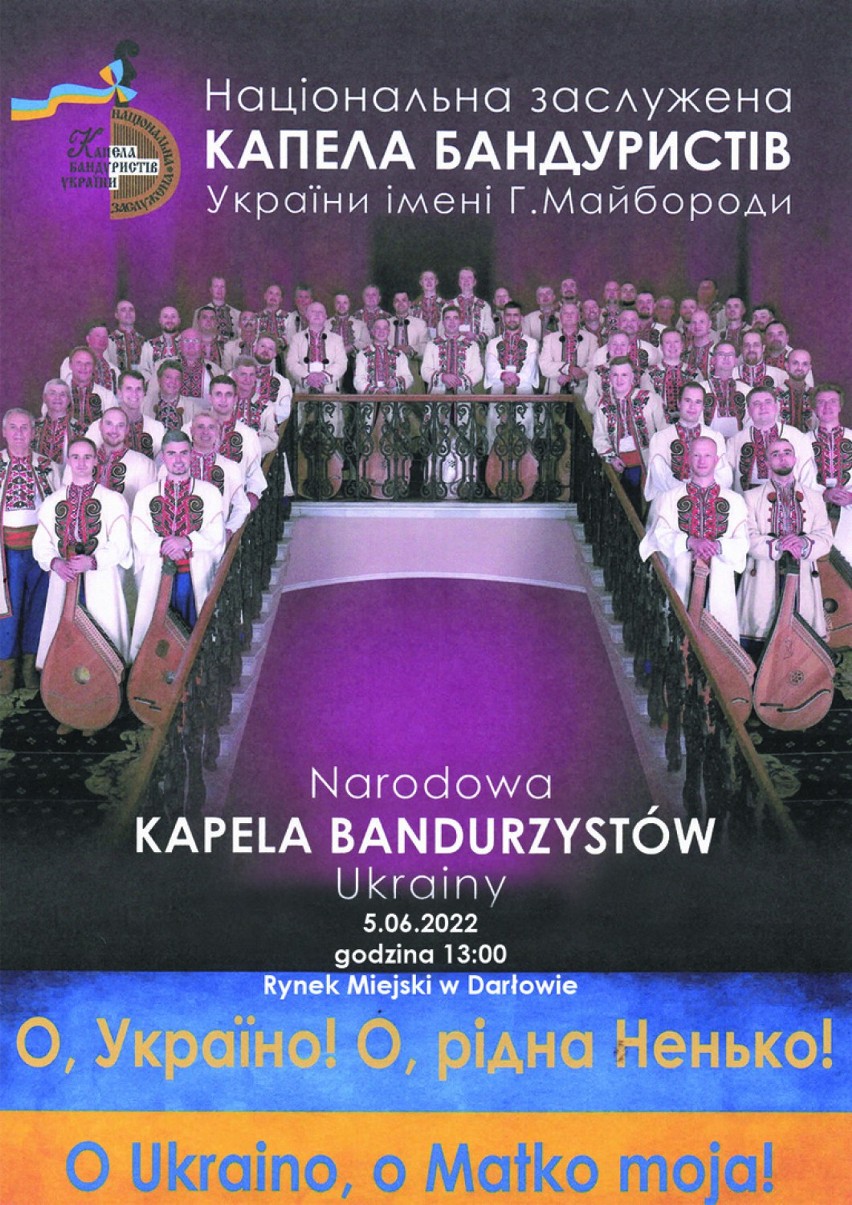 Niedziela w Darłowie. Zapraszają na koncert Narodowej Kapeli Bandurzystów z Ukrainy