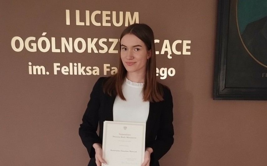 Katarzyna Marczak, uczennica I LO w Radomsku, ze stypendium Prezesa Rady Ministrów