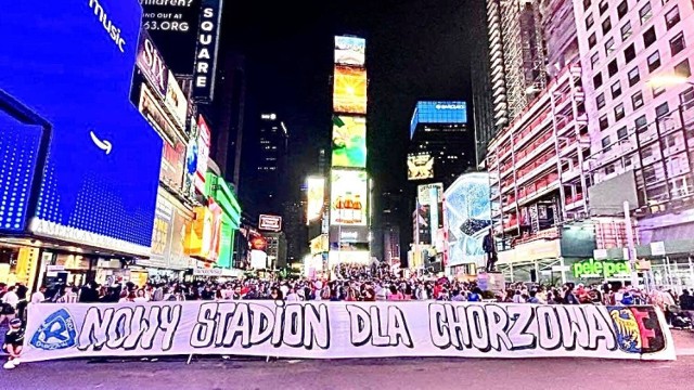 Kibice Ruchu Chorzów protestowali na Time Square