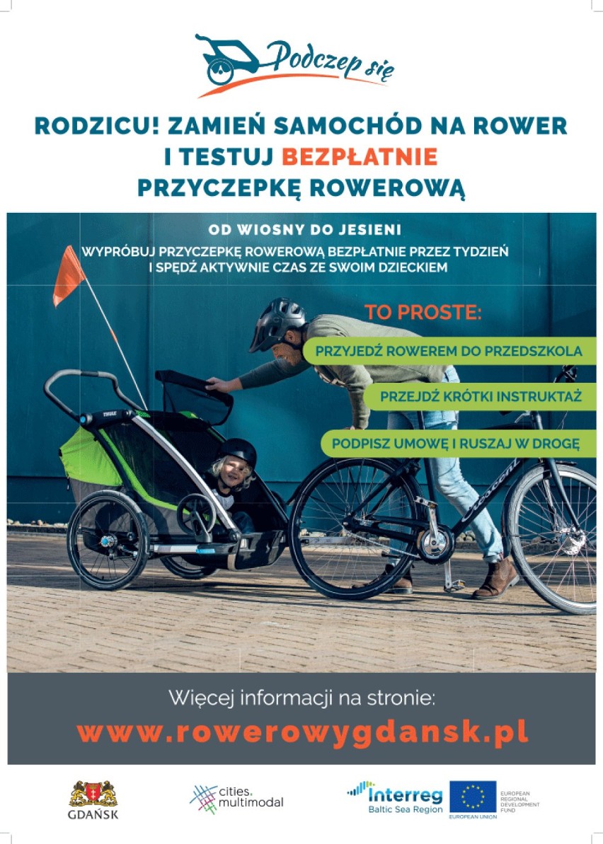 Gdańsk wypożyczy przyczepki rowerowe rodzicom przedszkolaków i będzie prowadzić naukę jazdy w ruchu ulicznym dla uczniów