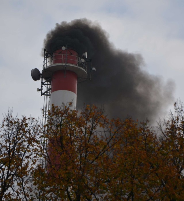 Widok na komin malborskiej cukrowni - wtorek (21 października), około godz. 9.