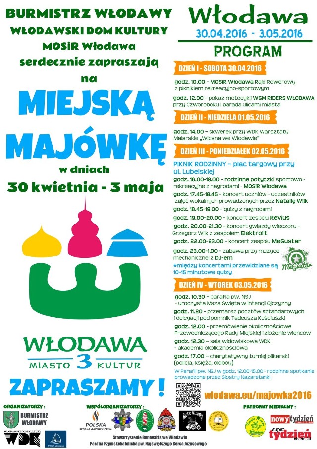 Burmistrz Włodawy zaprasza na Miejską Majówkę w dniach 30 kwietnia - 3 maja