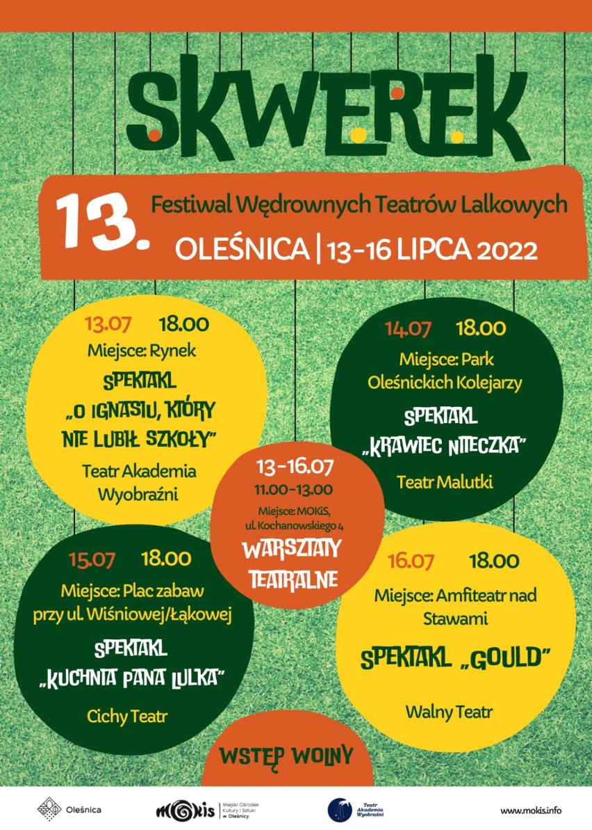 Rusza XIII Festiwal Wędrownych Teatrów Lalkowych SKWEREK (PROGRAM)