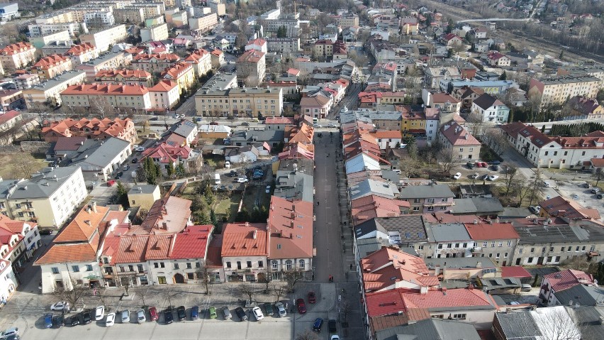 Centrum Olkusza z lotu ptaka