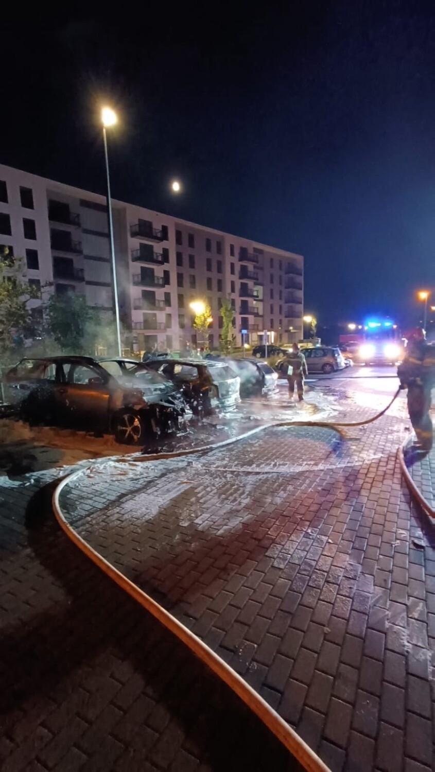 Pożar samochodów w Gdańsku Chełmie zauważono około godz. 2 w...