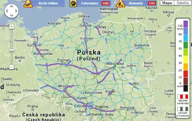 Samochodowa mapa Polski