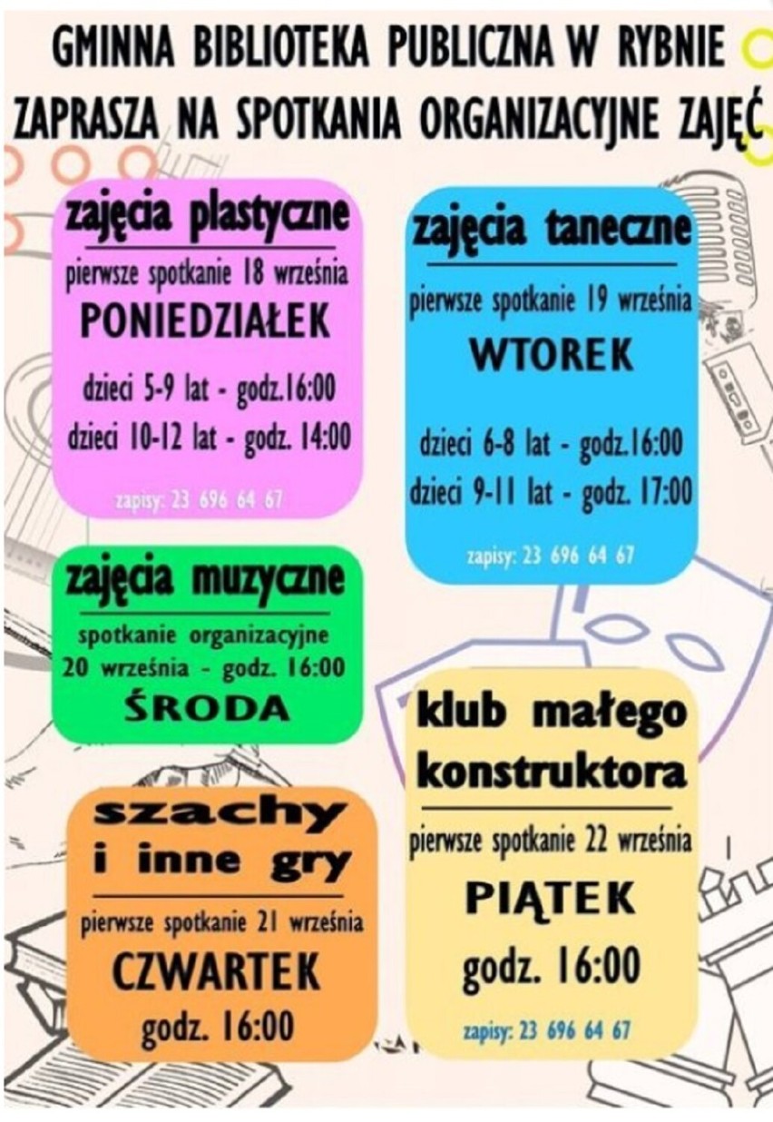 Gminna Biblioteka Publiczna w Rybnie zaprasza na zajęcia dla dzieci!