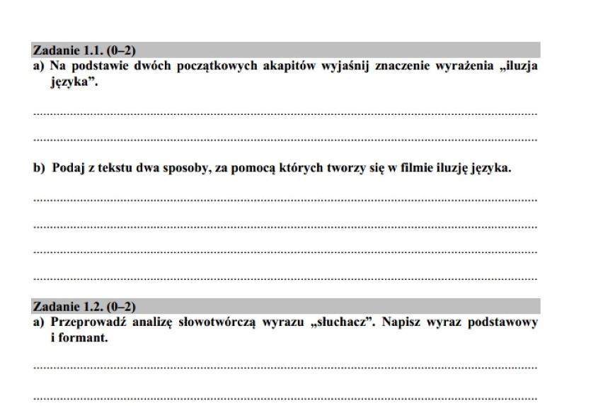 Arkusze z matury próbnej z polskiego