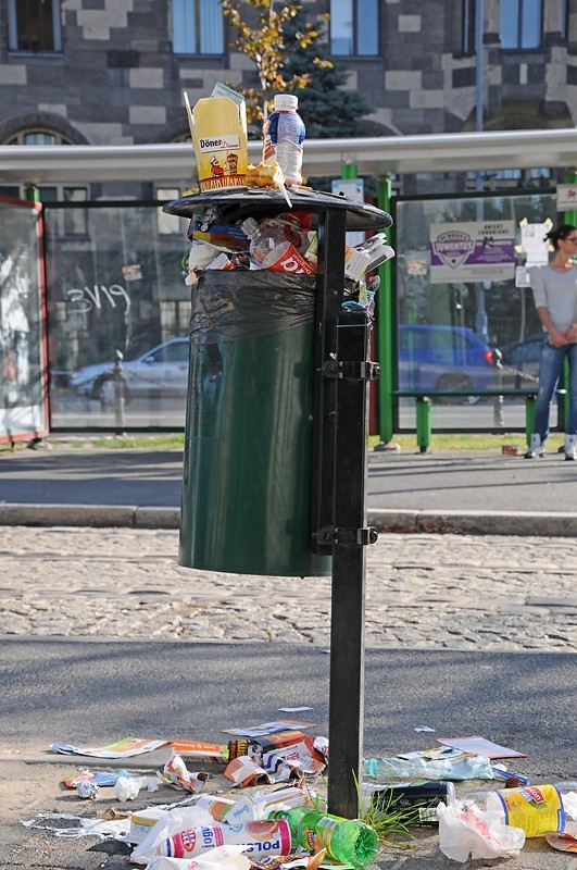 Ulotki wciąż wysypują się z koszy na śmieci [ZDJĘCIA]