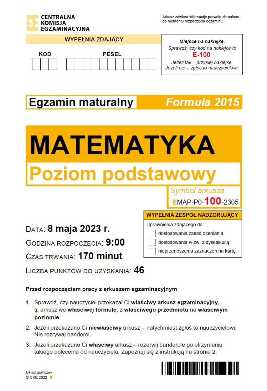 Matura z matematyki 2023 w formule 2015 za nami. Mamy arkusz CKE i odpowiedzi. Jak wyglądała matura dla uczniów po gimnazjum?