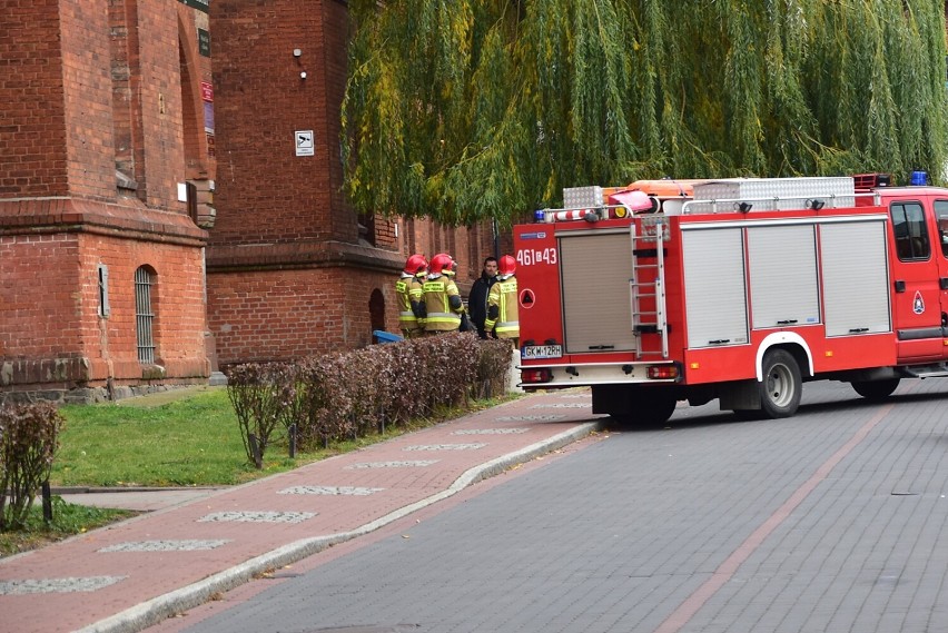 Po ewakuacji budynku strażacy sprawdzili obiekt szukając...