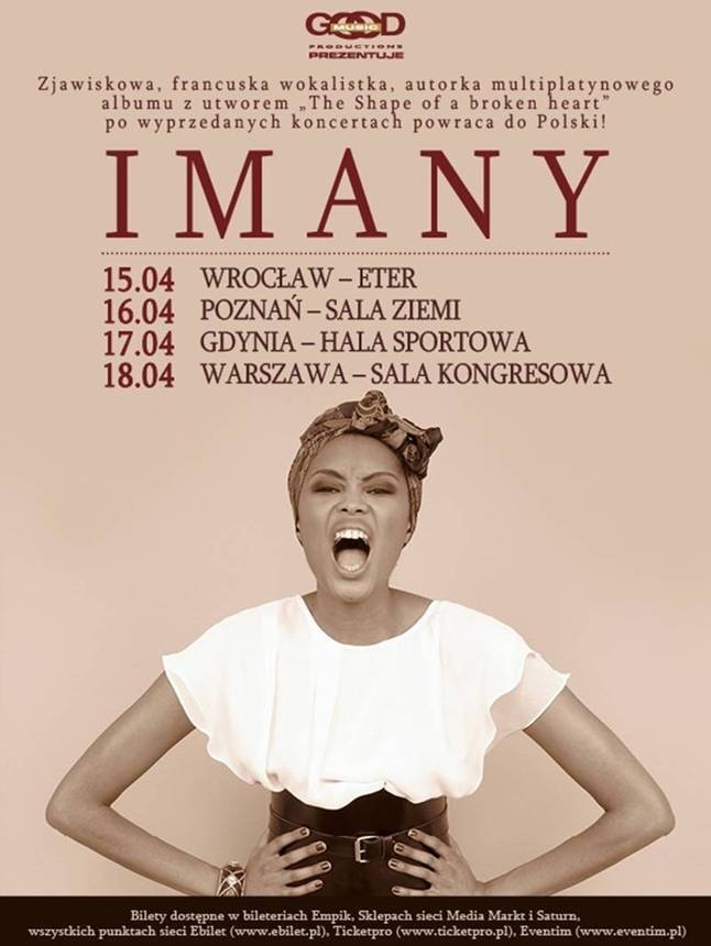 Francuska piosenkarka Imany zaśpiewa w Sali Kongresowej w Warszawie