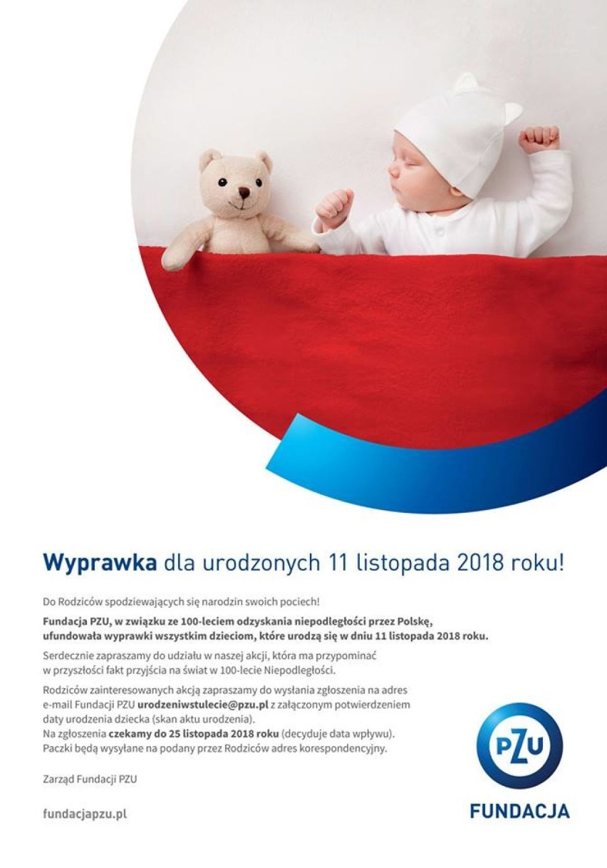 Wyprawka dla urodzonych w szpitalu w Tomaszowie Mazowieckim 11 listopada 2018 r. 