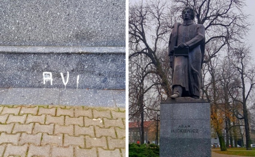 Gliwice. Chciał na pomniku Mickiewicza napisać farbą "AVE MARIA". Interweniowała policja