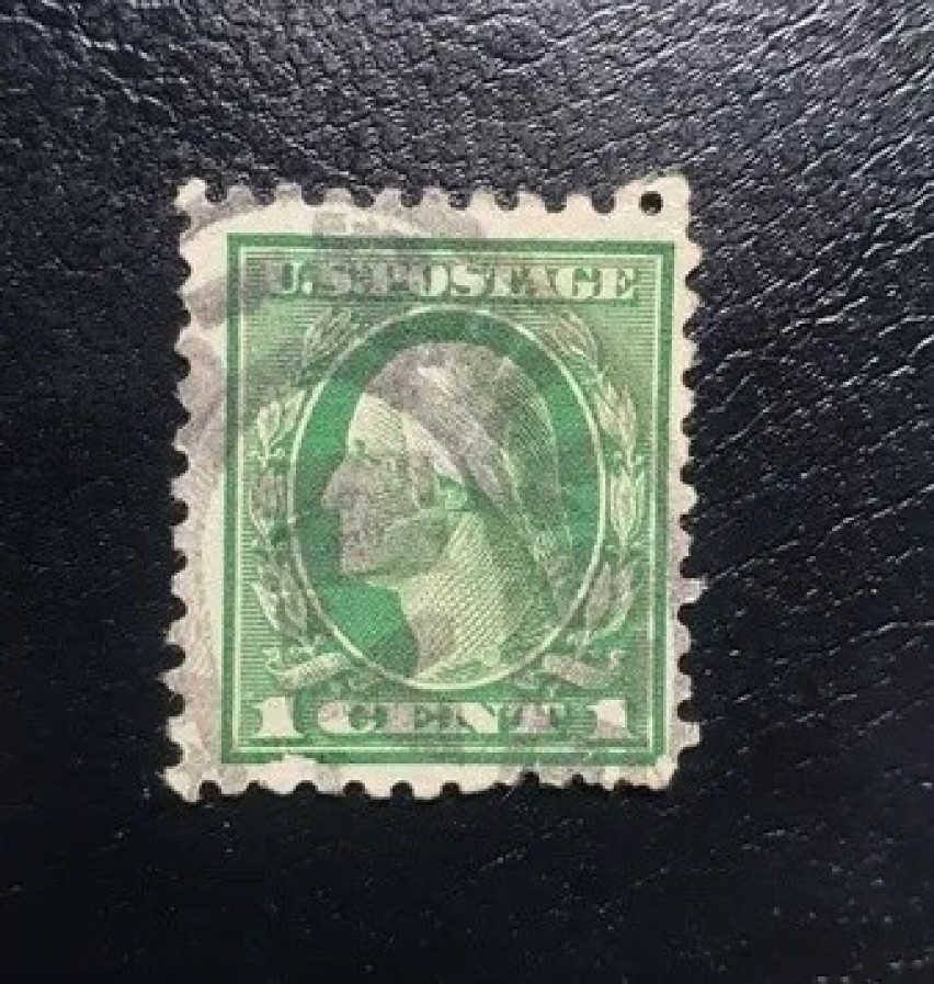 "1 cent green Washington US Stamp #498 1c Perf 11 Used"....
