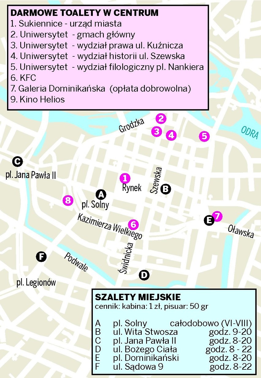 Wrocław: Gdzie za darmo skorzystasz z WC