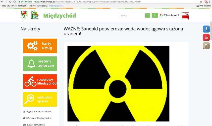 Sanepid dementuje informację ze strony www.miedzychod.pl