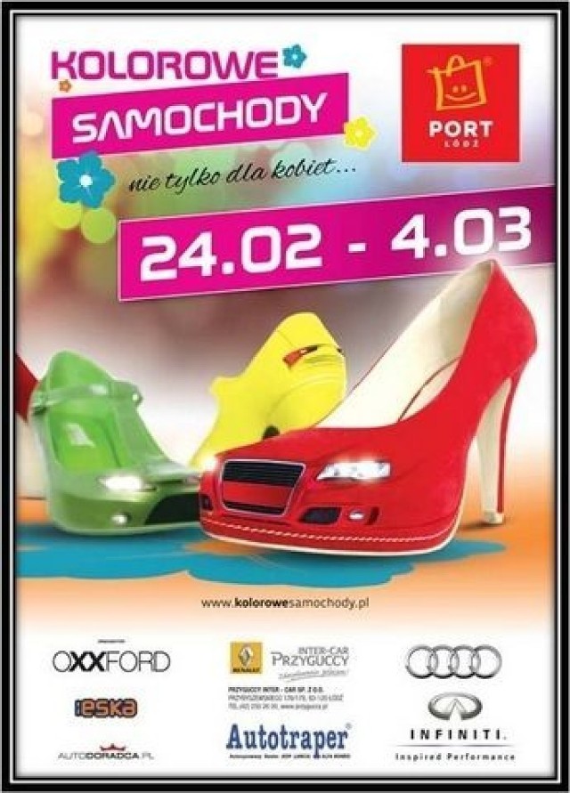 Plakat wystawy &quot;Kolorowe samochody... nie tylko dla kobiet&quot;. 
fot. Mariusz Reczulski