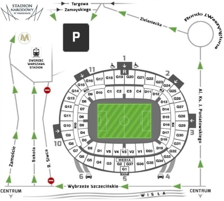 Mapa Stadionu Narodowego, PGE Narodowy. Jak dojechać na...