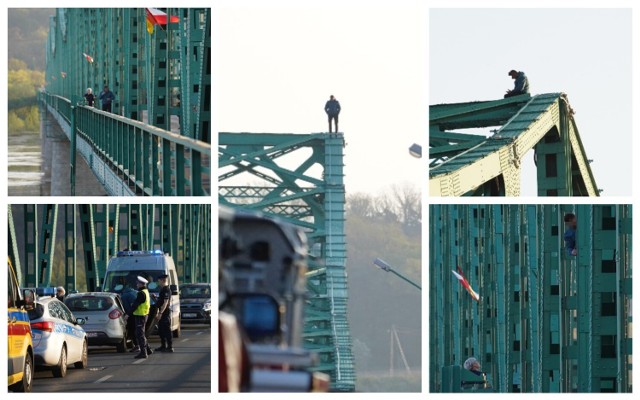 Pijany mężczyzna spacerował na konstrukcji mostu we Włocławku
