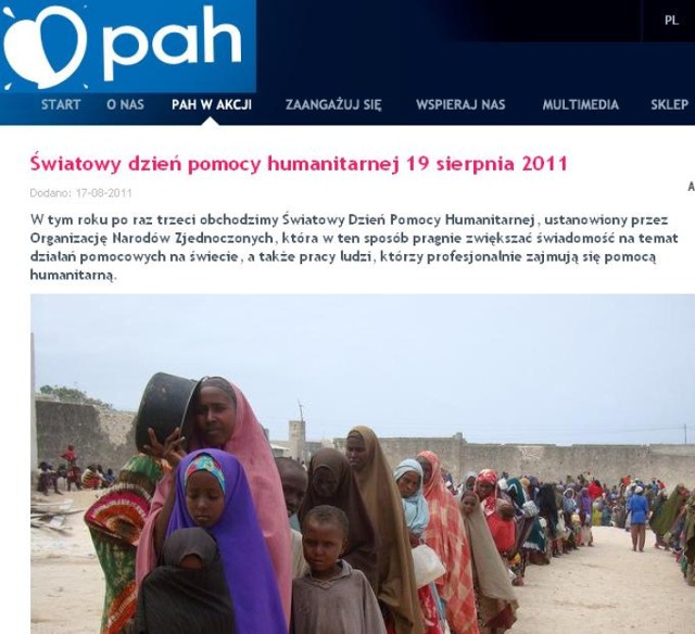 Informacja ze strony Polskiej Akcji Humanitarnej