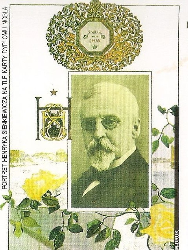 Fragment pocztówki z okazji 100-lecia Nobla Henryka Sienkiewicza