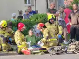 Wypadek w Krzyżanowie z udziałem motocykla i dwóch samochodów osobowych. Przyleciał śmigłowiec LPR, dwie osoby trafiły do szpitali