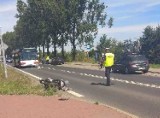 Wypadek na Łódzkiej w Piotrkowie. Audi zderzyło się z motocyklem. Utrudnienia w ruchu