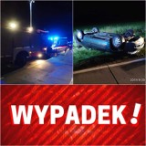 Wypadek na trasie Kosakowo - Mrzezino. Na tzw. drodze przez łąki dachował samochód (30.09.2019) | ZDJĘCIA, NADMORSKA KRONIKA POLICYJNA
