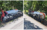 Wypadek cysterny przewożącej propan na drodze Lubawka - Chełmsko Śląskie. Doszło do wycieku [ZDJĘCIA]