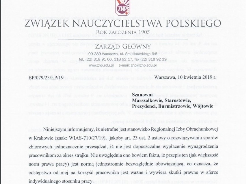 Strajk nauczycieli 2019. Oświadczenie ZNP opublikowane 10...