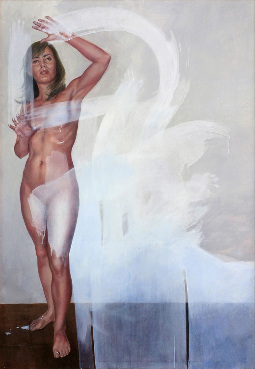 Akt malowania, tech. akrylowa na płótnie, 200x140 cm, 2010 r.