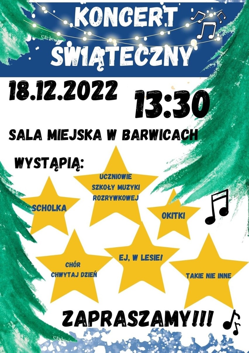 Świąteczny koncert w Barwicach. Zapraszamy do wspólnego śpiewania 