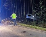 Wypadek w gminie Bełchatów. Pijany kierowca uderzył oplem w drzewo i dachował