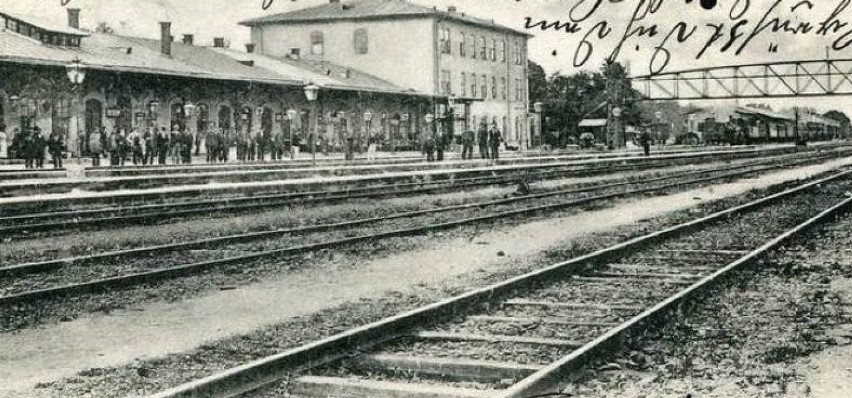 Zdjęcie dworca w Oświęcimiu z 1901 roku