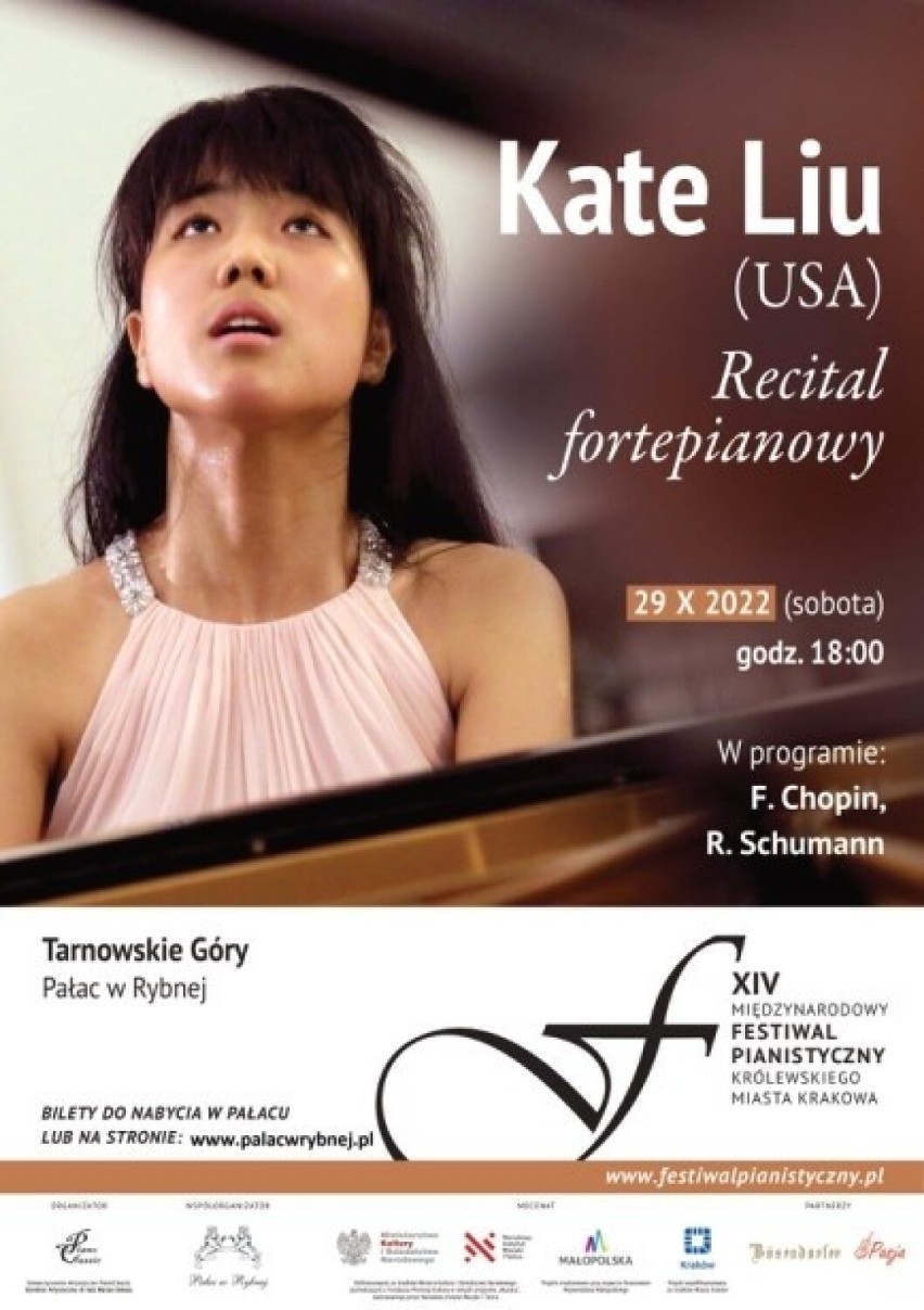 Tarnowskie Góry: Kate Liu zagra 29.10 w Pałacu w Rybnej. W repertuarze utwory Fryderyka Chopina i Roberta Schumanna