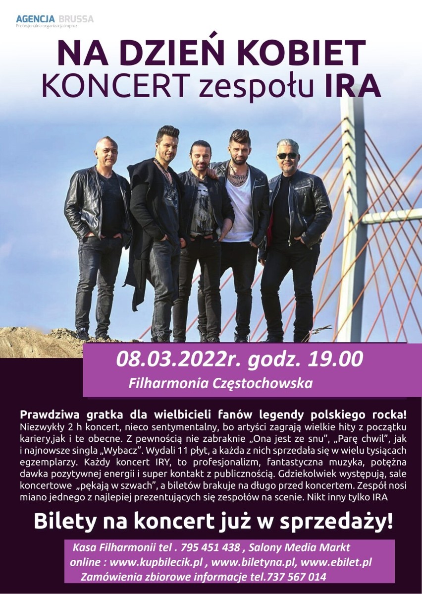 Zespół IRA wystąpi w Filharmonii Częstochowskiej. Koncert odbędzie się 8 marca 2022 roku