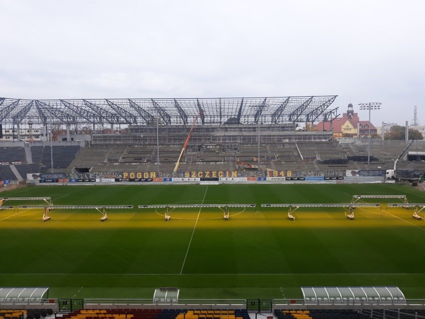 Stadion Pogoni - stan prac na 18 października 2021.