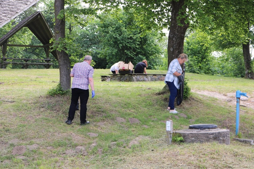 Akcja Czysta Rospuda w Filipowie. Kilkanaście osób porządkowało plażę Kładzie nad jeziorem Rospuda [Zdjęcia] 