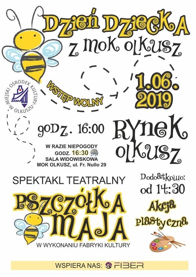 Miejski Ośrodek Kultury serdecznie zaprasza dzieci na imprezy z okazji 1 czerwca. Impreza odbędzie się 1 czerwca, o godzinie 16:00 na olkuskim rynku.