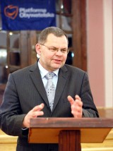Konrad Rowiński, burmistrz i kandydat na burmistrza Lubania zaprezentował program i ludzi, których popiera