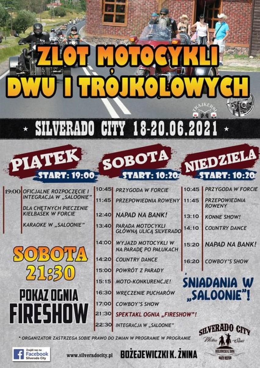 Zlot motocykli dwu i trójkołowych w SIlverado City Bożejewiczki