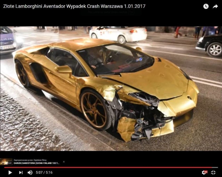 Wyklepali Złote Lamborghini. Supersamochód z Warszawy trafił...