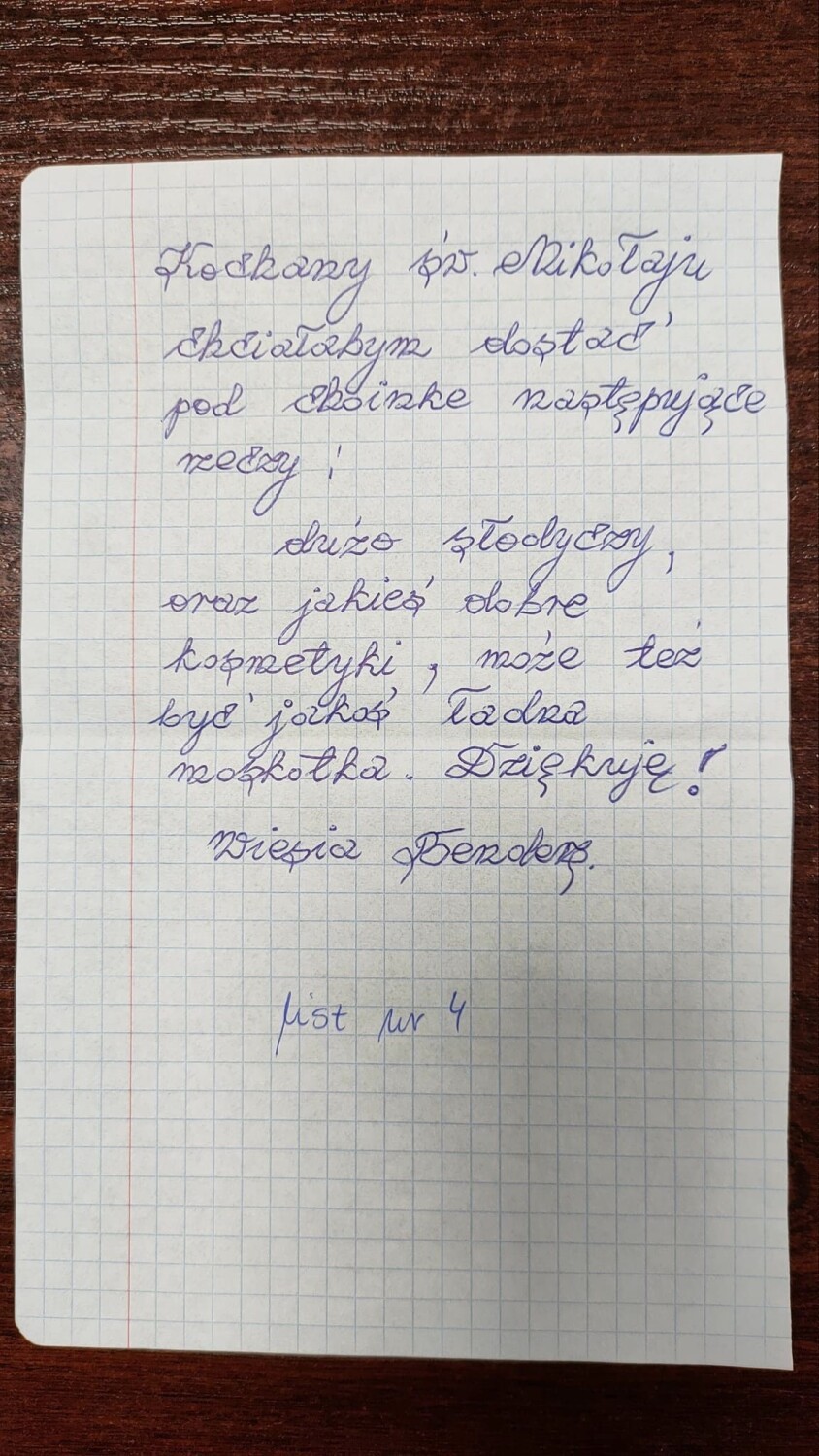 Oto listy mieszkańców DPS Tonowo do św. Mikołaja.