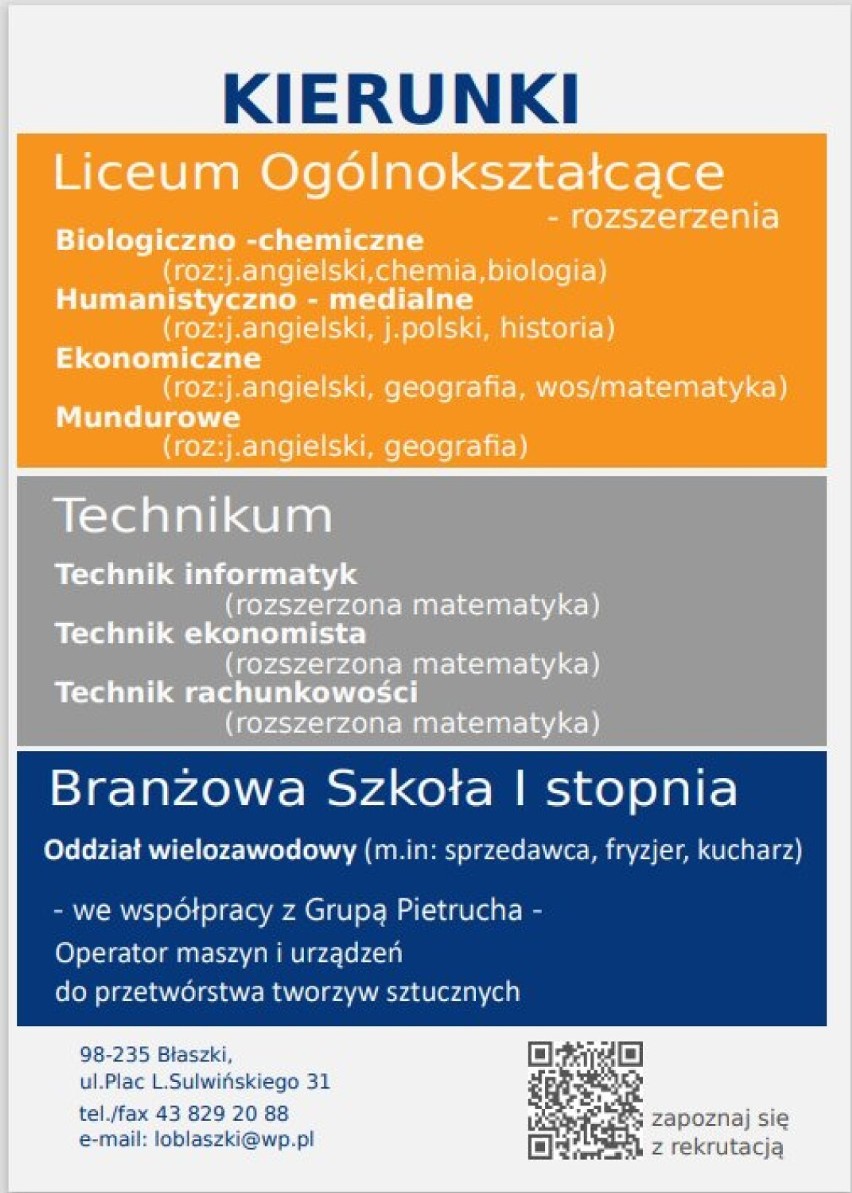 Wybór ósmoklasisty 2023. Czym kusi Powiatowy Zespół Szkół w Błaszkach? ZDJĘCIA