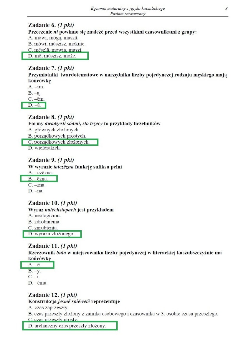 MATURA 2013 z CKE. Język kaszubski - poziom rozszerzony [ARKUSZE, ODPOWIEDZI]