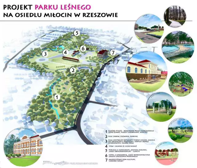 Koncepcja parku na osiedlu Miłocin wykonana przez Biuro Rozwoju Miasta Rzeszowa